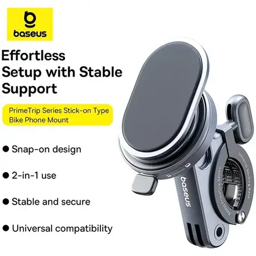 Baseus PrimeTrip Stick-on Telefoonhouder met Kickstand – Ring Type Houder voor op de Fiets, Zwart