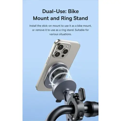Baseus PrimeTrip Stick-on Telefoonhouder met Kickstand – Ring Type Houder voor op de Fiets, Zwart