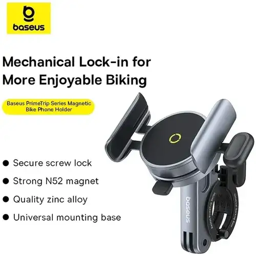 Baseus PrimeTrip MagSafe Telefoonhouder Fiets – Magnetische Stuurhouder met Klembevestiging, Zwart