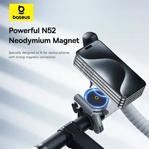Baseus PrimeTrip MagSafe Telefoonhouder Fiets – Magnetische Stuurhouder met Klembevestiging, Zwart