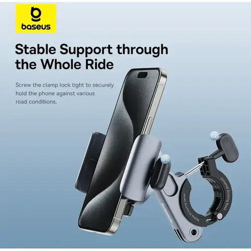 Baseus PrimeTrip MagSafe Telefoonhouder Fiets – Magnetische Stuurhouder met Klembevestiging, Zwart