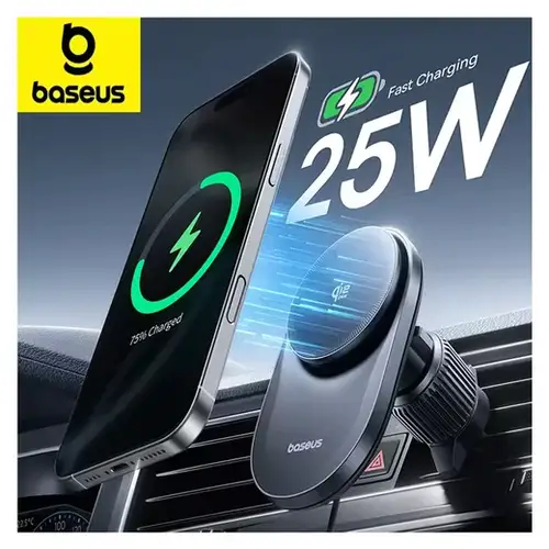 Baseus VC2 Pro Qi2.2 Telefoonhouder Auto – MagSafe Compatibel, Ventilatierooster, Snel Opladen tot 25W