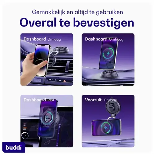 Buddi MagWay Universele MagSafe Autohouder - Dashboard Montage met Zuignap