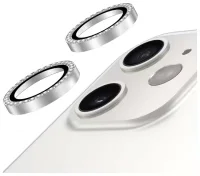 AVY iPhone 12 / 12 Mini / 11 Rings Camera Lens Protector Diamant Zilver