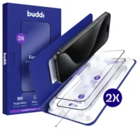 Buddi Easy Fit iPhone 15 Pro Max Tempered Glass met Installatietray (2-Pack)