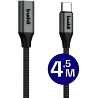 Buddi Flex USB-C Female naar USB-C Male Verlengkabel 60W 4.5M Zwart