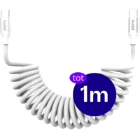 Buddi Flex Spiraalkabel USB-C naar USB-C 60W Snelladen 1M Wit
