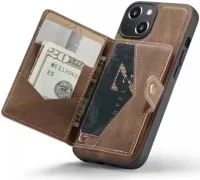 CaseMe JH-01 iPhone 15 Plus Hoesje met Magnetische Kaarthouder Bruin