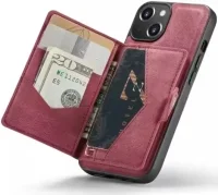 CaseMe JH-01 iPhone 15 Plus Hoesje met Magnetische Kaarthouder Rood