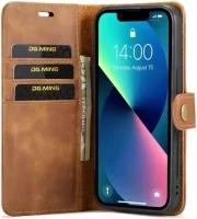DG Ming iPhone 15 Plus Hoesje Retro Wallet Book Case Bruin