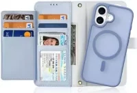 Dux Ducis Lawa Apple iPhone 16 MagSafe Hoesje 2-in-1 Book Case Met Wallet Blauw