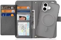 Dux Ducis Lawa Apple iPhone 16 MagSafe Hoesje 2-in-1 Book Case Met Wallet Grijs