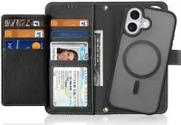 Dux Ducis Lawa Apple iPhone 16 MagSafe Hoesje 2-in-1 Book Case Met Wallet Zwart