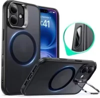 ESR Classic Hybrid iPhone 16 Hoesje MagSafe Met Stand Camera Control Frost Zwart