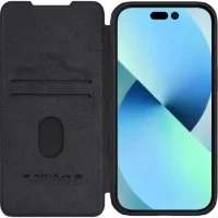 Nillkin Qin Pro iPhone 15 Plus Hoesje Met Pasjeshouder En Camera Slider Zwart