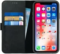 Rosso Deluxe Apple iPhone XR Hoesje Leer Wallet Case Zwart