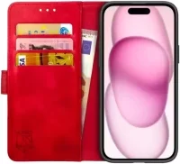 Rosso Element iPhone 15 Plus Hoesje Book Case Wallet Rood