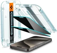 Spigen EZ Fit Glas.tR Apple iPhone 15 Pro Max Privacy Glass (2-Pack)
