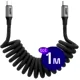 Buddi Flex Spiraalkabel USB-C naar USB-C 60W Snelladen 1M Zwart