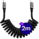 Buddi Flex Spiraalkabel USB-C naar USB-C 60W Snelladen 2M Zwart